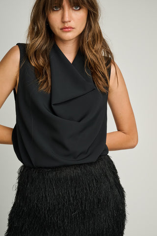 TALLA WATERFALL BLOUSE | BLACK