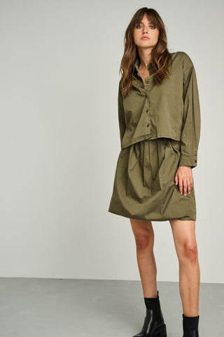 RIESLING COTTON SKIRT | DARK OLIVE