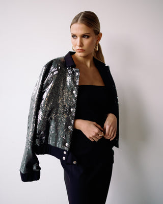 JAZELIN SEQUIN JACKET | BLACKGREY